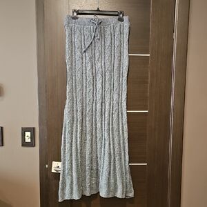 Knit Cable Maxi Skirt - Light Gray